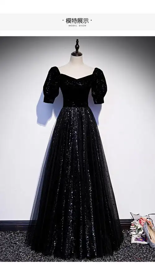 星空晚礼服女2022新款宴会气质长款年会主持人连衣裙大气