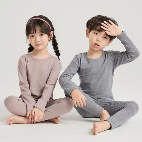 2022年新款玻尿酸儿童保暖内衣套装内穿加厚弹力女男童秋衣秋裤