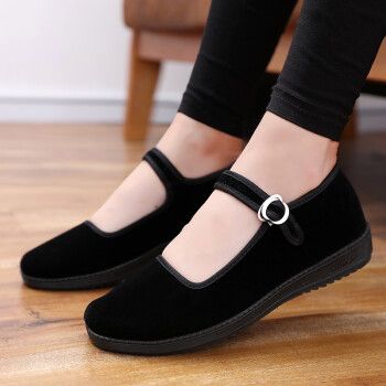 君瑞思老北京布鞋女上班鞋方口鞋女平底单鞋酒店黑色工作鞋舞蹈鞋鞋软