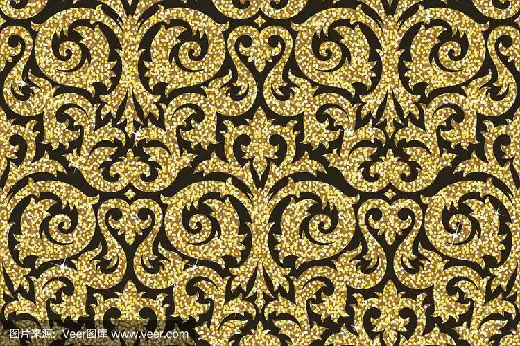 金色,花纹,壁纸,华丽的,卷着的