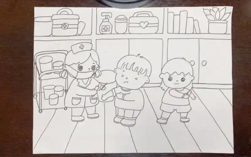 教师编制美术技能幼教考编简笔画幼儿打针接种疫苗