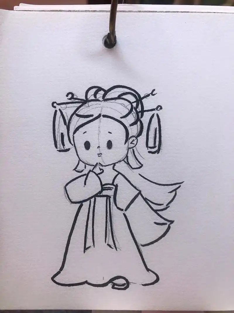 古风美眉#一学就会的简笔画 #乱涂乱画系列 #画动漫人物 # - 抖音