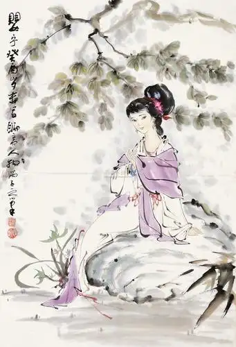 0287 婴宁 软片 设色纸本