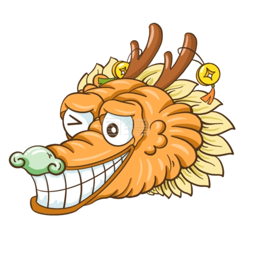 图怪兽原创元素卡通龙头节气龙抬头可爱手绘插画-背景素材图片-图怪兽