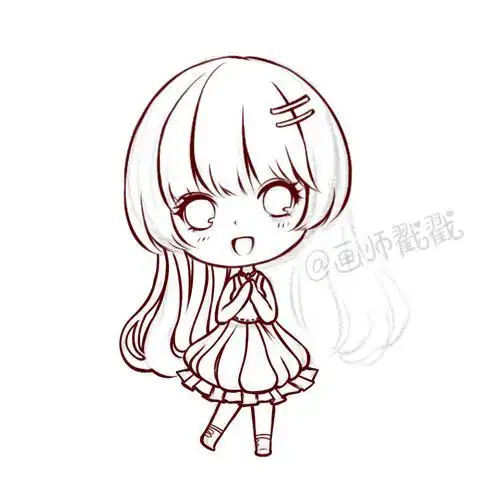 q版杨颖简笔画 q版卡通美少女简笔画图片可爱 少女 呆萌 q版 马克笔