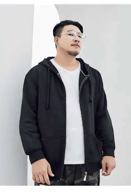 秋季加肥加大胖人肥仔休闲运动卫裤男士纯色肥佬外套黑色2xl170190斤