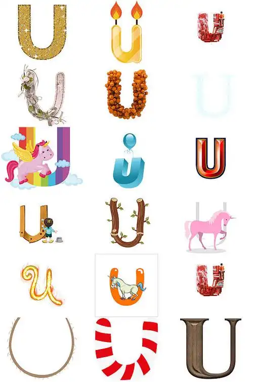 卡通英文字母u个性设计模版