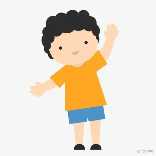 卡通挥手的男孩设计png素材透明免抠图片-节日元素