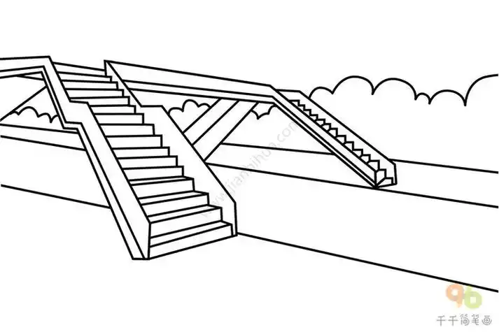 儿童画《人行天桥》