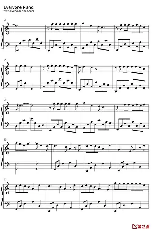 心太软钢琴谱任贤齐c调简单版