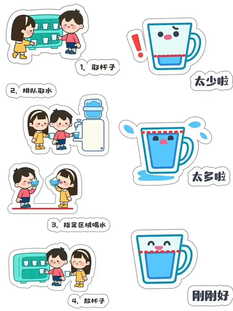 幼儿园喝水区环创素材丨电子版可直接打印 #幼儿园喝水区环创  - 抖音