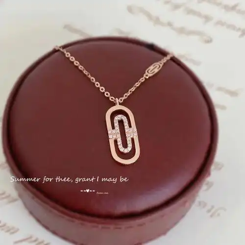 09新品18k钻石回形针项链78