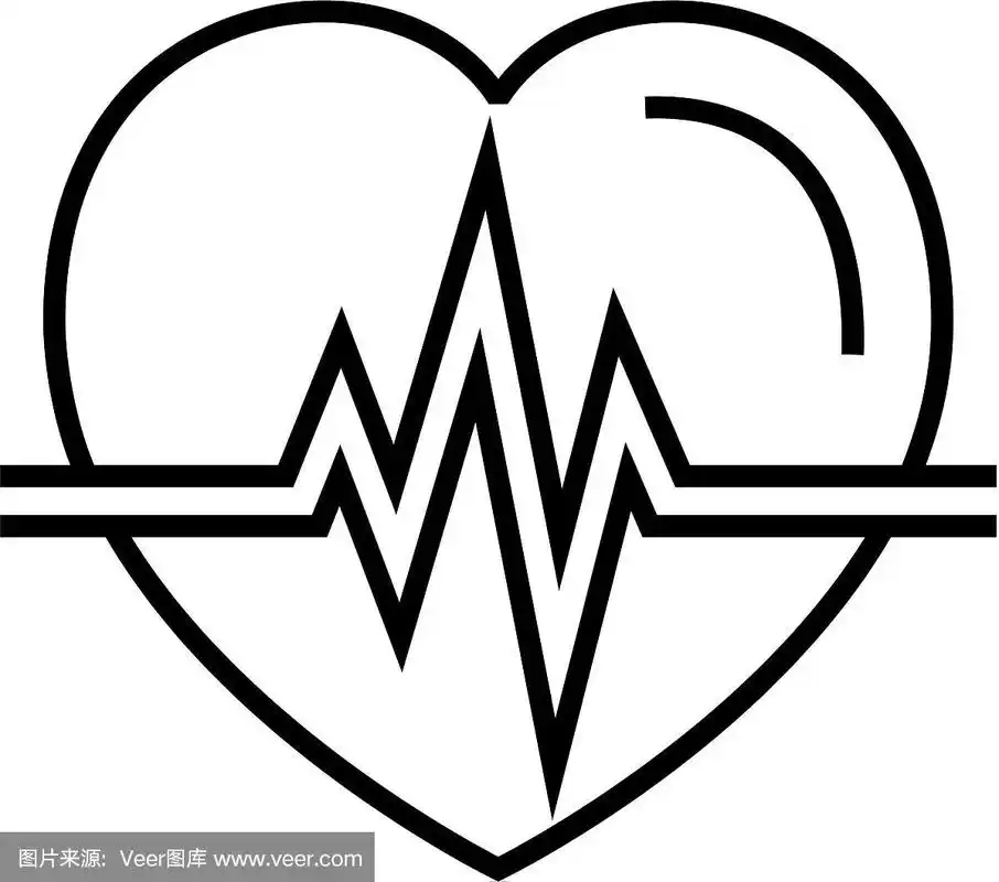 心跳图标简单的单线图形