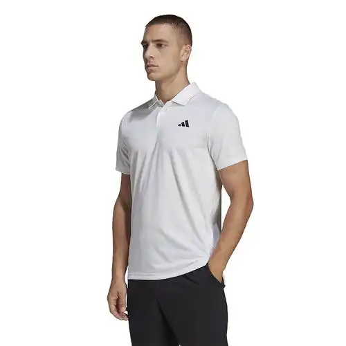 adidas 品牌logo印花运动网球翻领短袖polo衫 男款 白色 ht7182