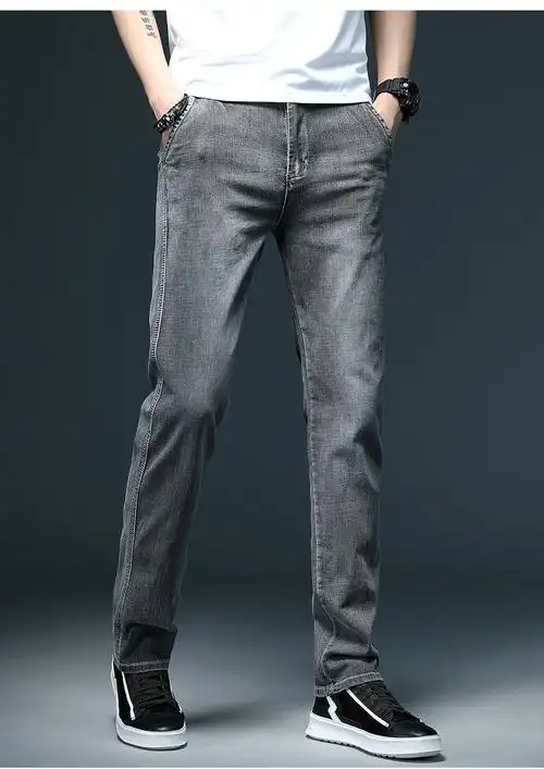 jeep吉普旗舰官方店65な品牌轻奢男装秋季新款烟灰色高端牛仔裤男