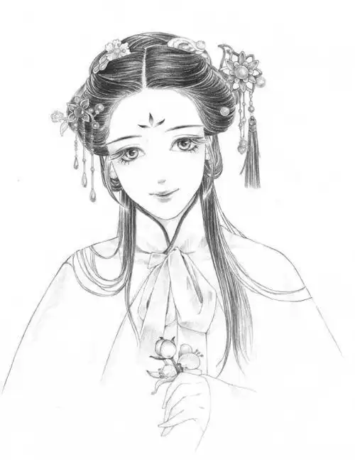古风女素描简笔画