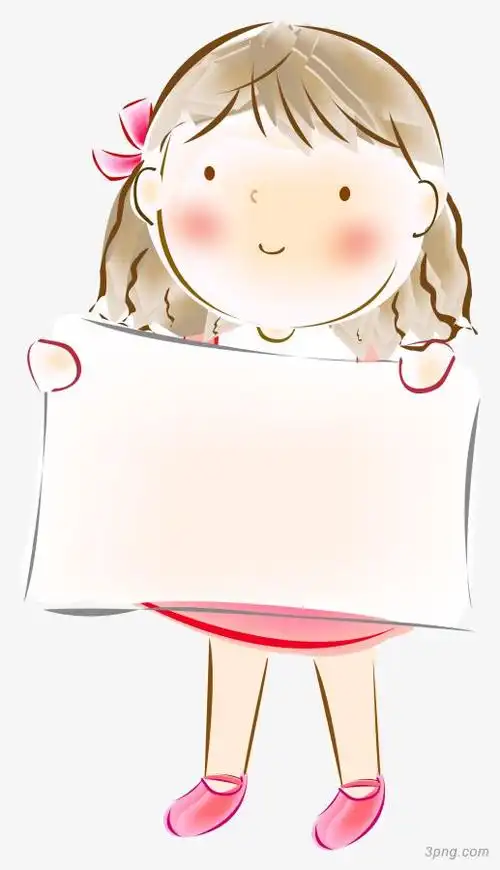 卡通举牌女孩png素材透明免抠图片动植人物