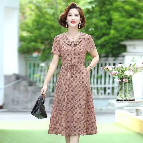 斯尔丽中年女装连衣裙新款时尚气质年轻妈妈减龄小香风裙子夏装