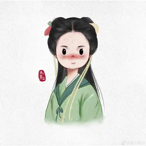 一组超可爱的q版女生头像_插画_古风_美人