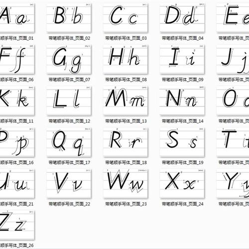 26个英文字母手写体书写标准笔画顺序过塑封卡片闪卡大卡老师教具