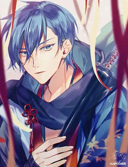 冷酷热情蓝发男子