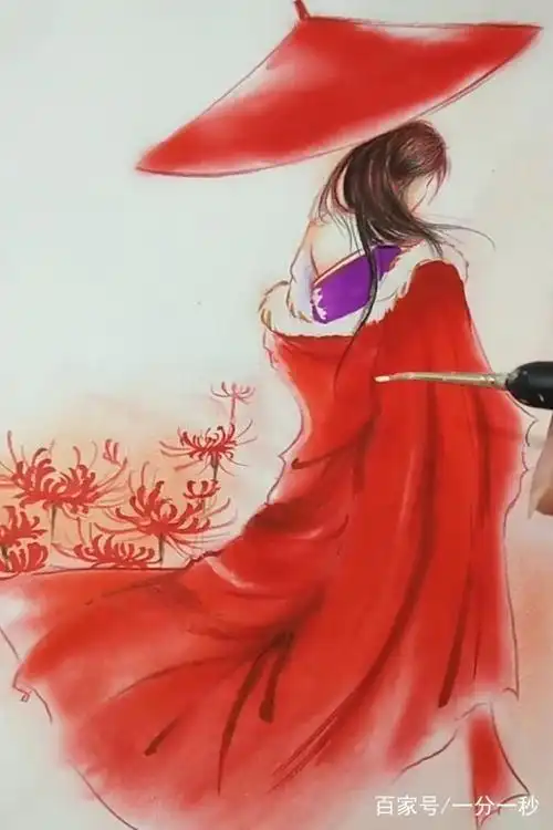 红衣霸气女子古风彼岸花图片