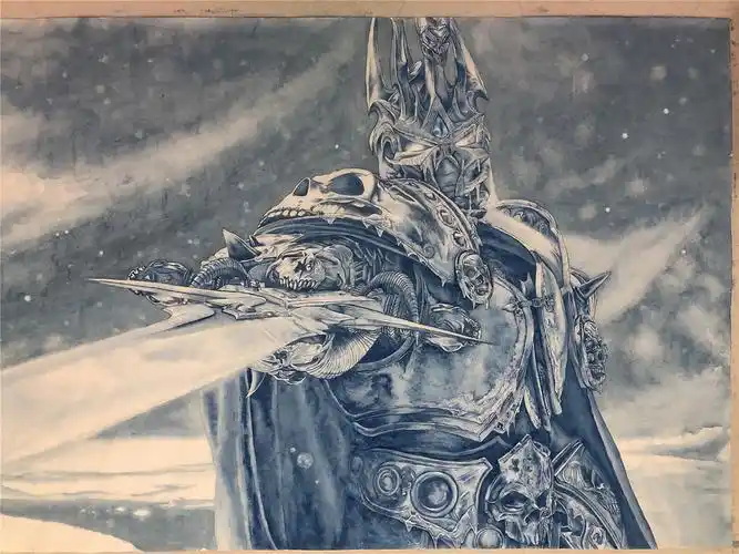 玩家原创:工笔描绘四尺中国画 巫妖王阿尔萨斯-新浪电竞_电竞赛事_直