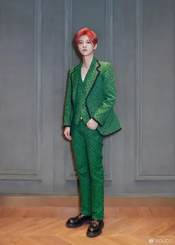 gucci 星光#品牌代言人鹿晗@m鹿m以#gucciepilogue#系列绿色双g西服