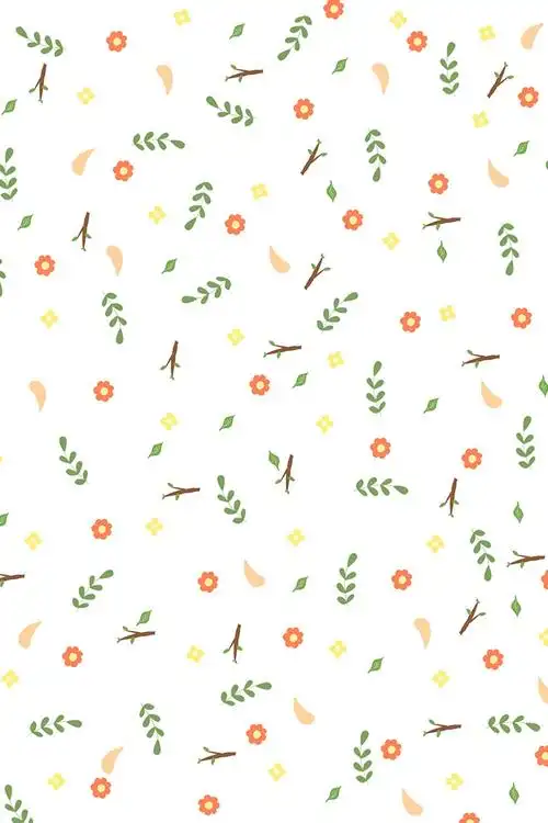 绿色小清新碎花树枝树叶可爱背景免抠素材