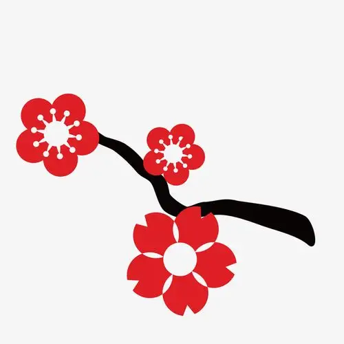 卡通手绘红色的梅花