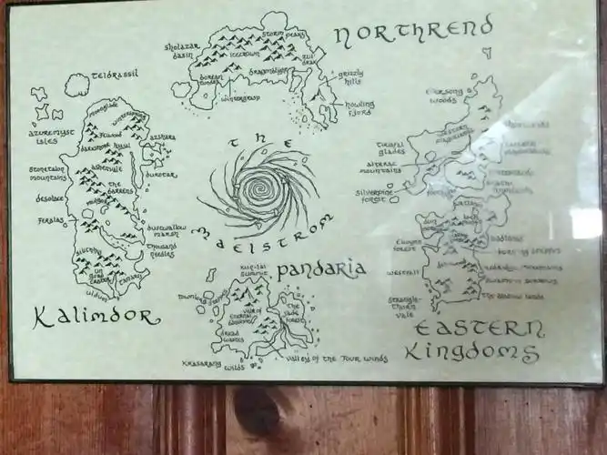 玩家晒冬幕节礼物简笔手绘的魔兽艾泽拉斯地图