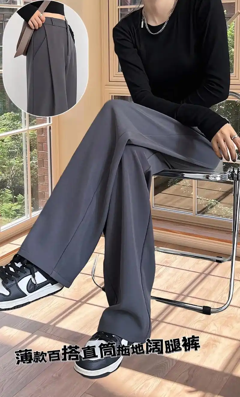 公主们,新款春秋灰色西装裤来咯,高腰显瘦高级感拉 - 抖音