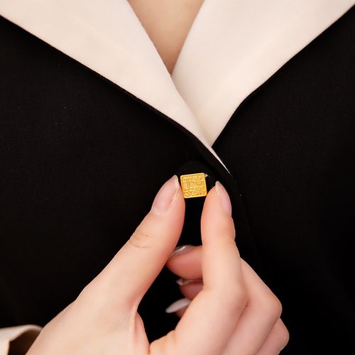 黄金兴隆古法金纽扣足金平安喜乐扣子胸针装饰纽扣定价黄金胸针