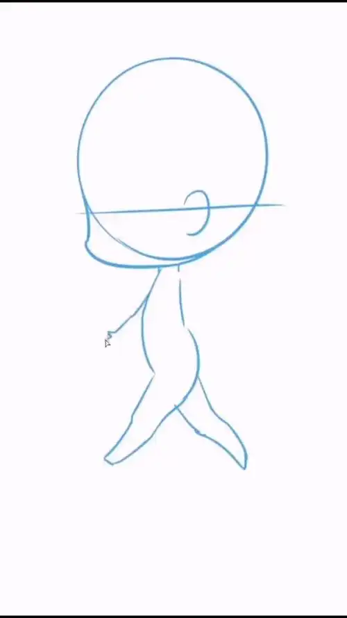 侧面行走的q版人物草稿