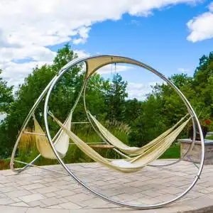 户外吊床支架 三人不锈钢折叠营地庭院度假酒店景区摇篮秋千架