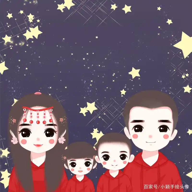 一家四口微信头像,温馨全家福,幸福如此简单