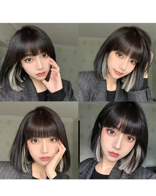 真发挂耳染发片接发女挑染假发片一片式隐形无痕彩色假发女长发片