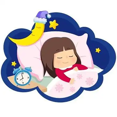 卡通小女孩睡觉睡觉插画人物月亮星星psd素材