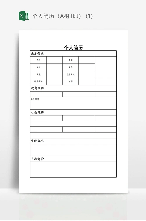 个人简历(a4打印) (1)