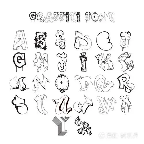 涂鸦字体字母嘻哈涂鸦设计