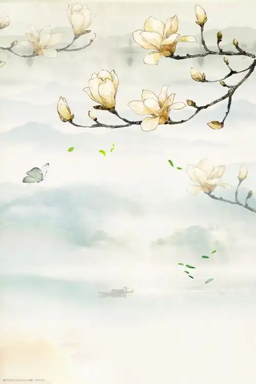 工笔画古风传统山水背景