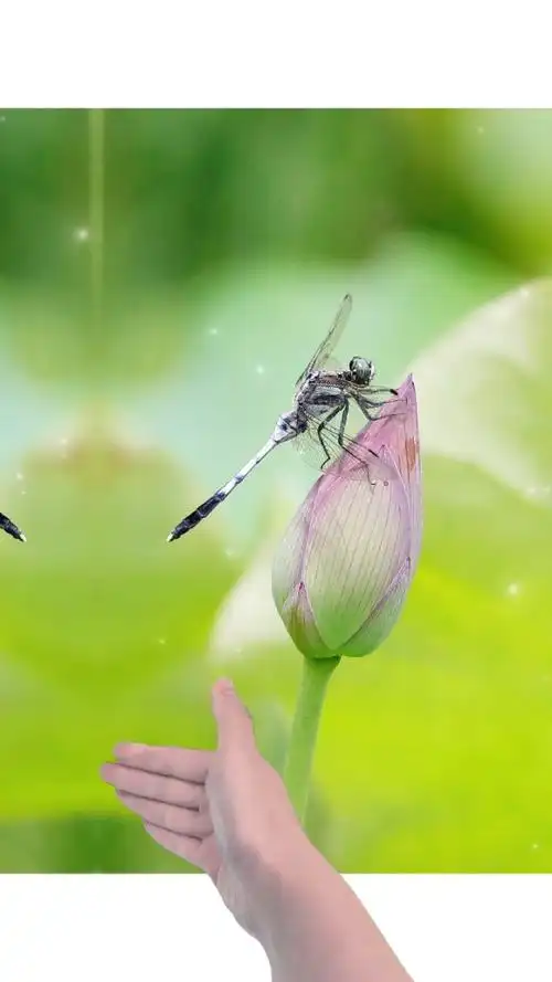 蜻蜓立在荷花上,受用香风不肯飞