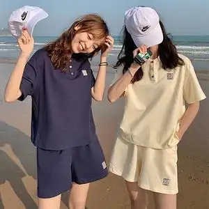 二人闺蜜装姐妹套装夏季韩版小众设计感时尚短袖t恤日系休闲短裤