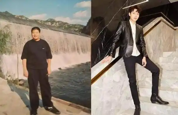 再看他减肥前后的对比,这乍一看能相信是同一个人?