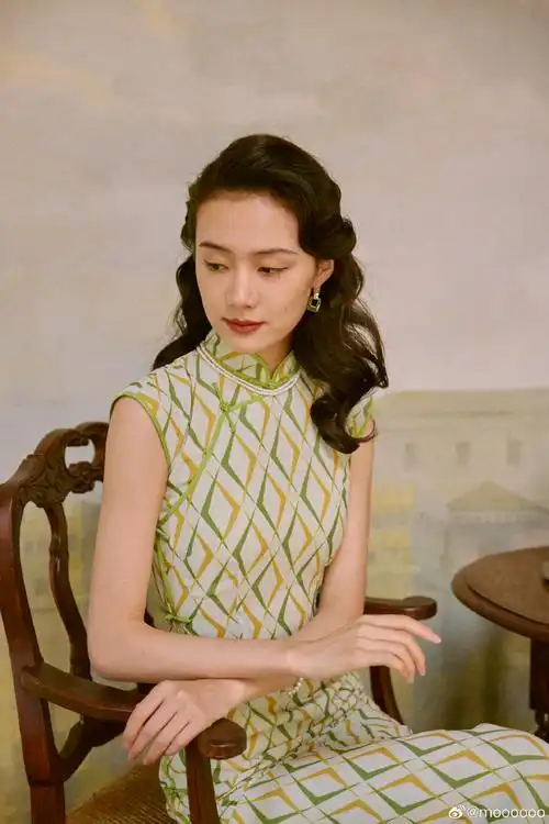 6:雪纺旗袍    款式:小连袖/有胸腰省/全开襟/全盘扣/全身包边/棉绸