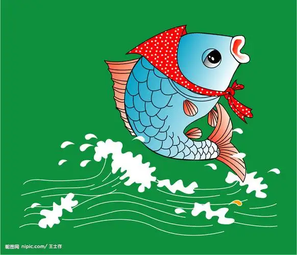 矢量戴头巾小鲤鱼图片