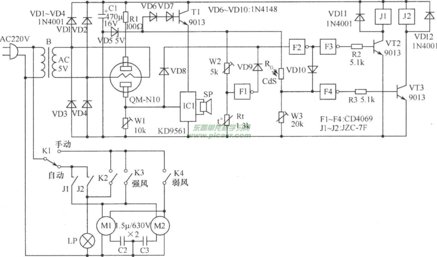 抽油烟机自动控制电路图