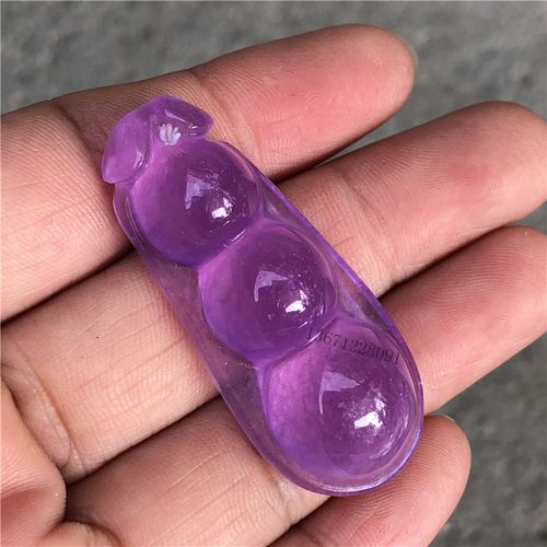 保真缅甸翡翠冰种紫罗兰饱满福豆玉吊坠冰紫色豆角玉石坠子毛衣链