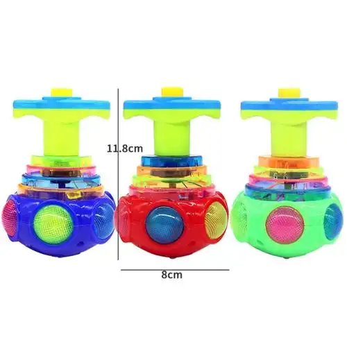 儿童益智七彩音乐减压仿木发光唱歌带激光线闪光陀螺男孩学生玩具