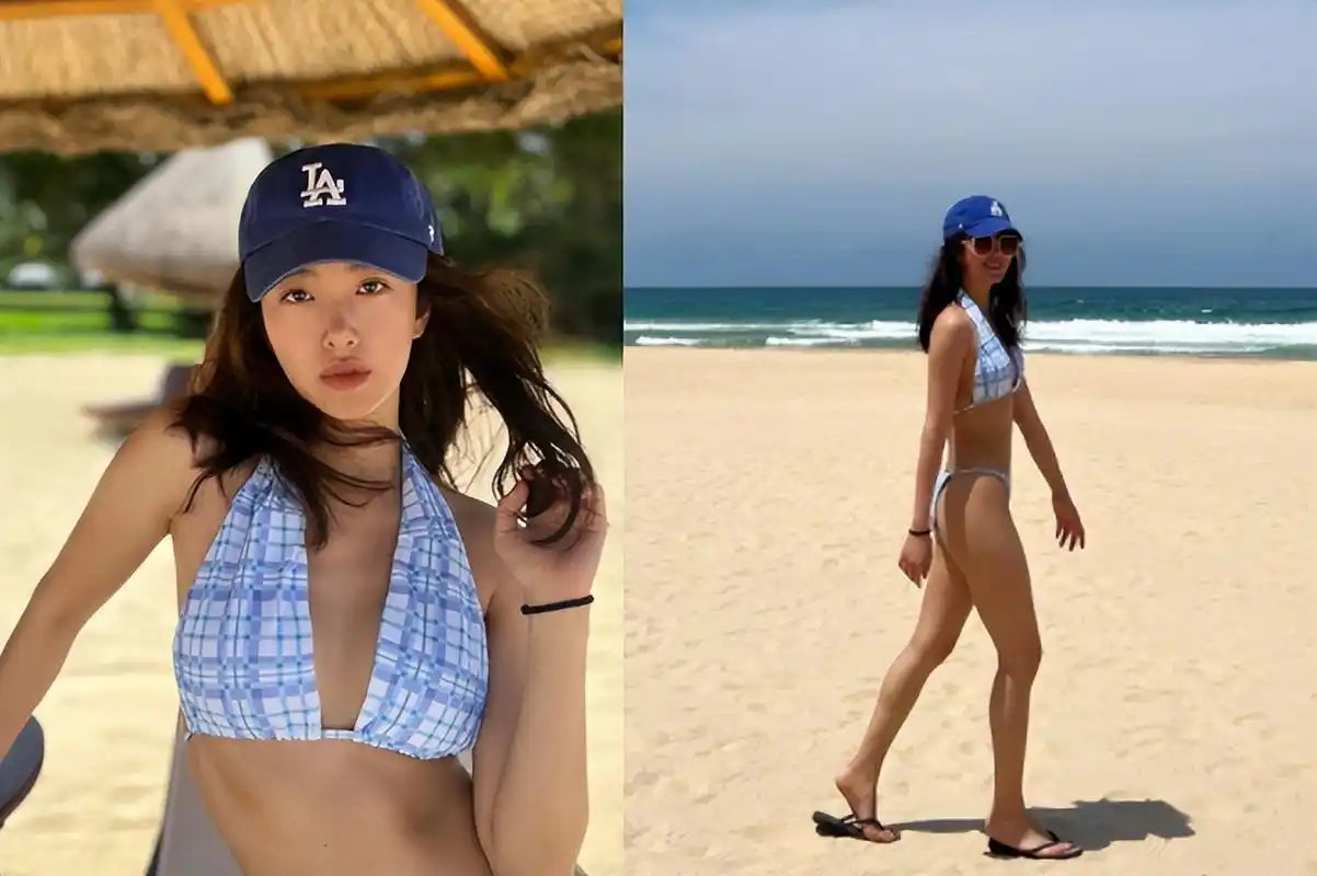 女神杨采钰罕晒性感泳衣照,肌肉紧实长腿傲人,小麦肤色显活力